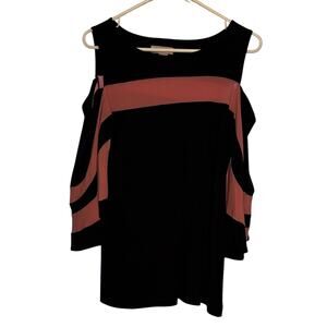 Pretty woman Women’s Stylish Black and Pink Top Flowy Butterfly Sleeves Size M